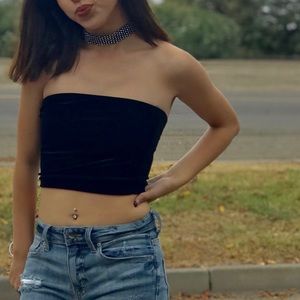 Black Velvet Crop Top